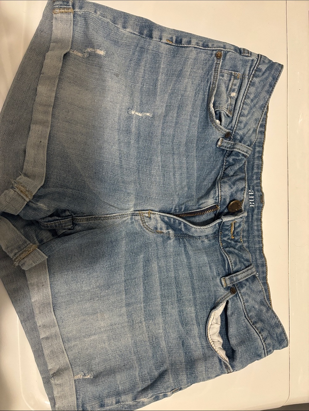 a.n.a Light Blue Denim Shorts - Rolled Hem Casual